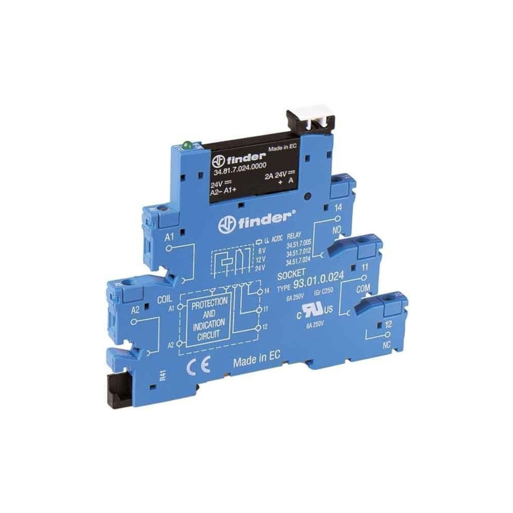 Produktbild för FINDER kompakt relä 14 mm, Solid State (SSR) 24V DC, skruvpl...