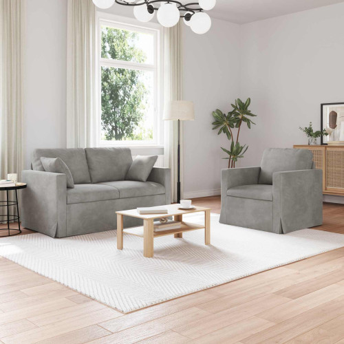 vidaXL Soffset 2 pcs Ljusgrå 138 x 78 x 80 cm Sammet
