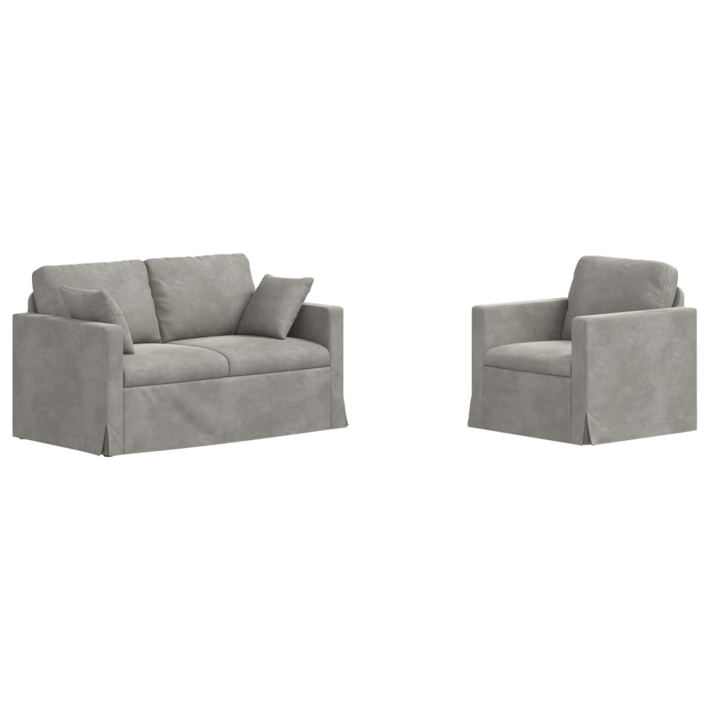 Produktbild för Soffset 2 pcs Ljusgrå 138 x 78 x 80 cm Sammet