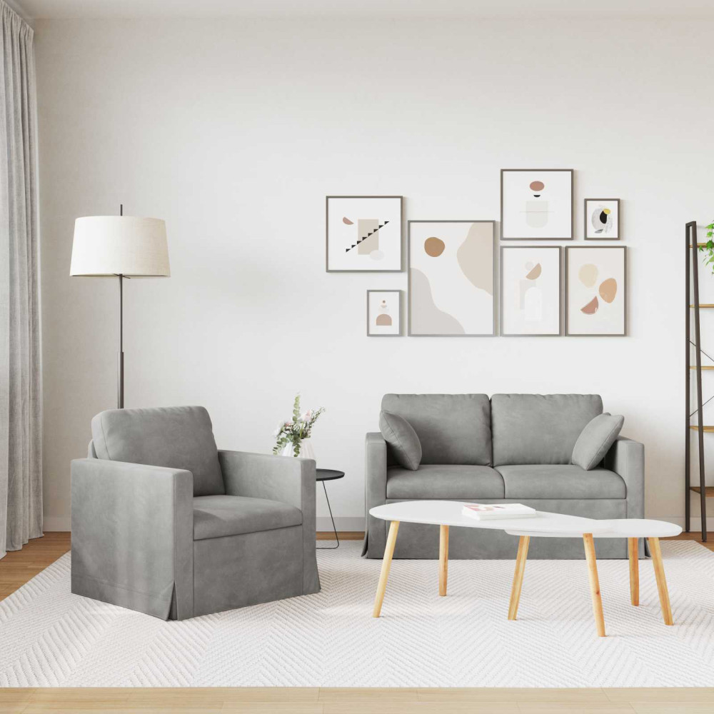 Produktbild för Soffset 2 pcs Ljusgrå 138 x 78 x 80 cm Sammet