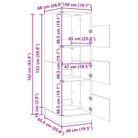 Produktbild för Tvättstuga Skåp Svart Ek 50 x 68 x 162 cm Konstruerat trä