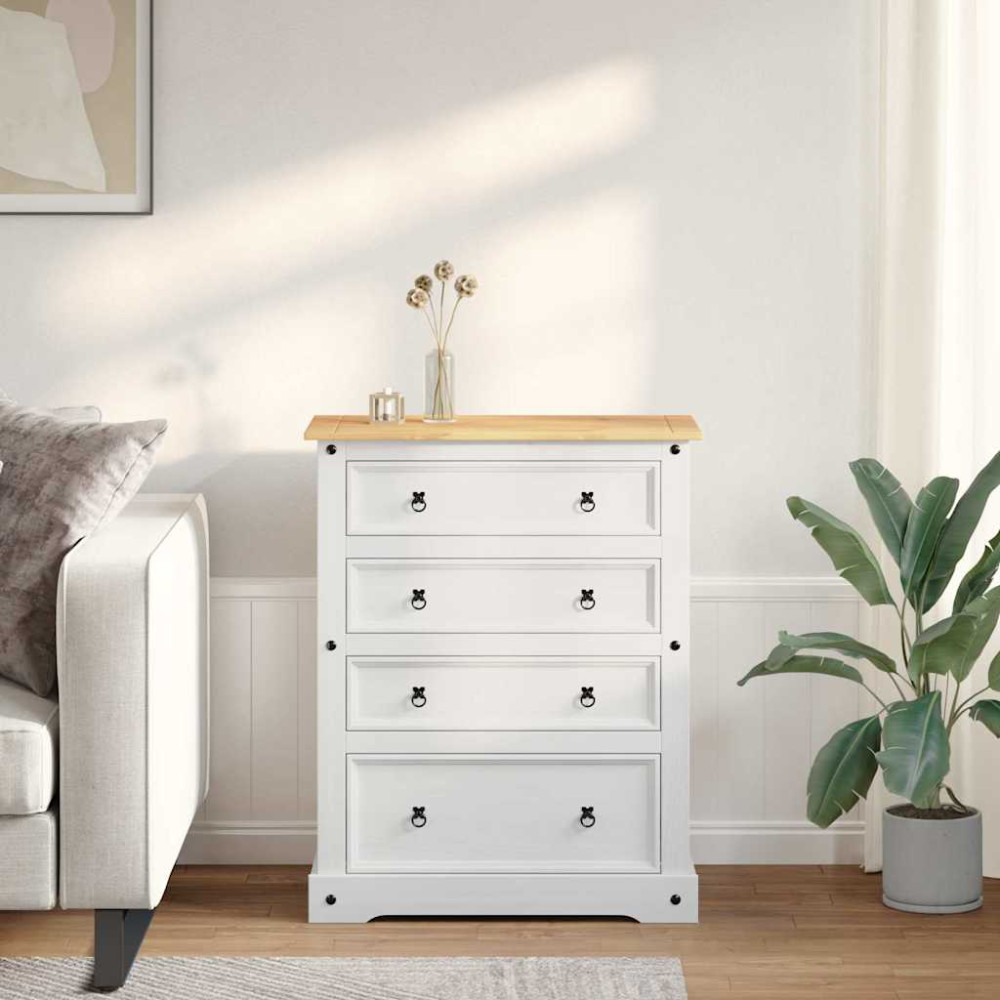 Produktbild för Förvaringskistor Corona Vit 92 x 48 x 114 cm Massiv furu