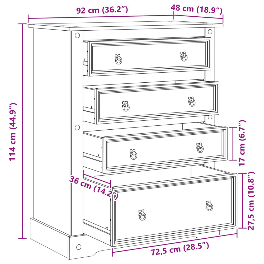Produktbild för Förvaringskistor Corona Vit 92 x 48 x 114 cm Massiv furu