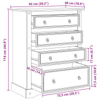 Produktbild för Förvaringskistor Corona Vit 92 x 48 x 114 cm Massiv furu