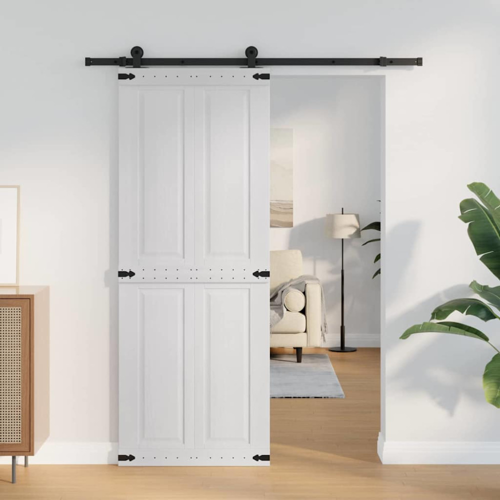 Produktbild för Ladugårdsdörr Corona Vit 80 x 210 cm Massiv furu