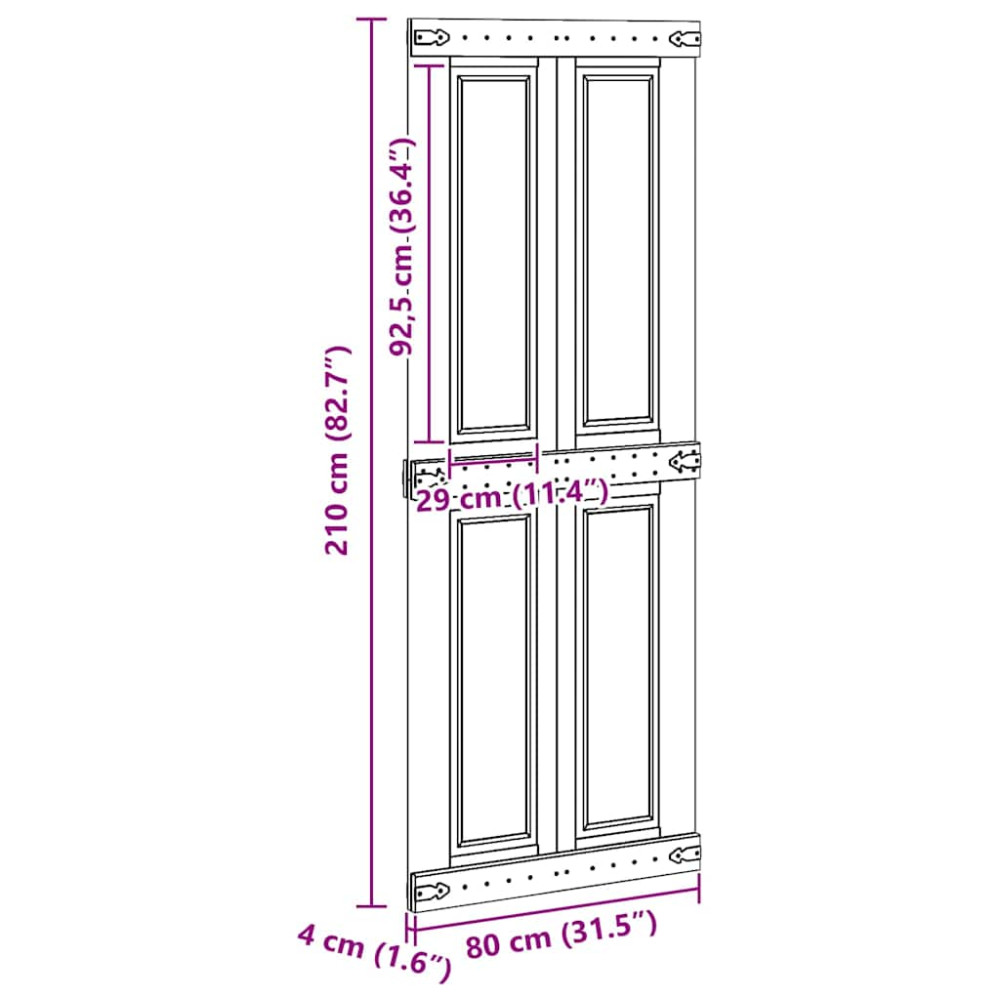 Produktbild för Ladugårdsdörr Corona Vit 80 x 210 cm Massiv furu