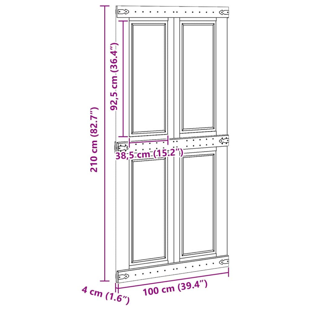 Produktbild för Ladugårdsdörr Corona Vit 100 x 210 cm Massiv furu
