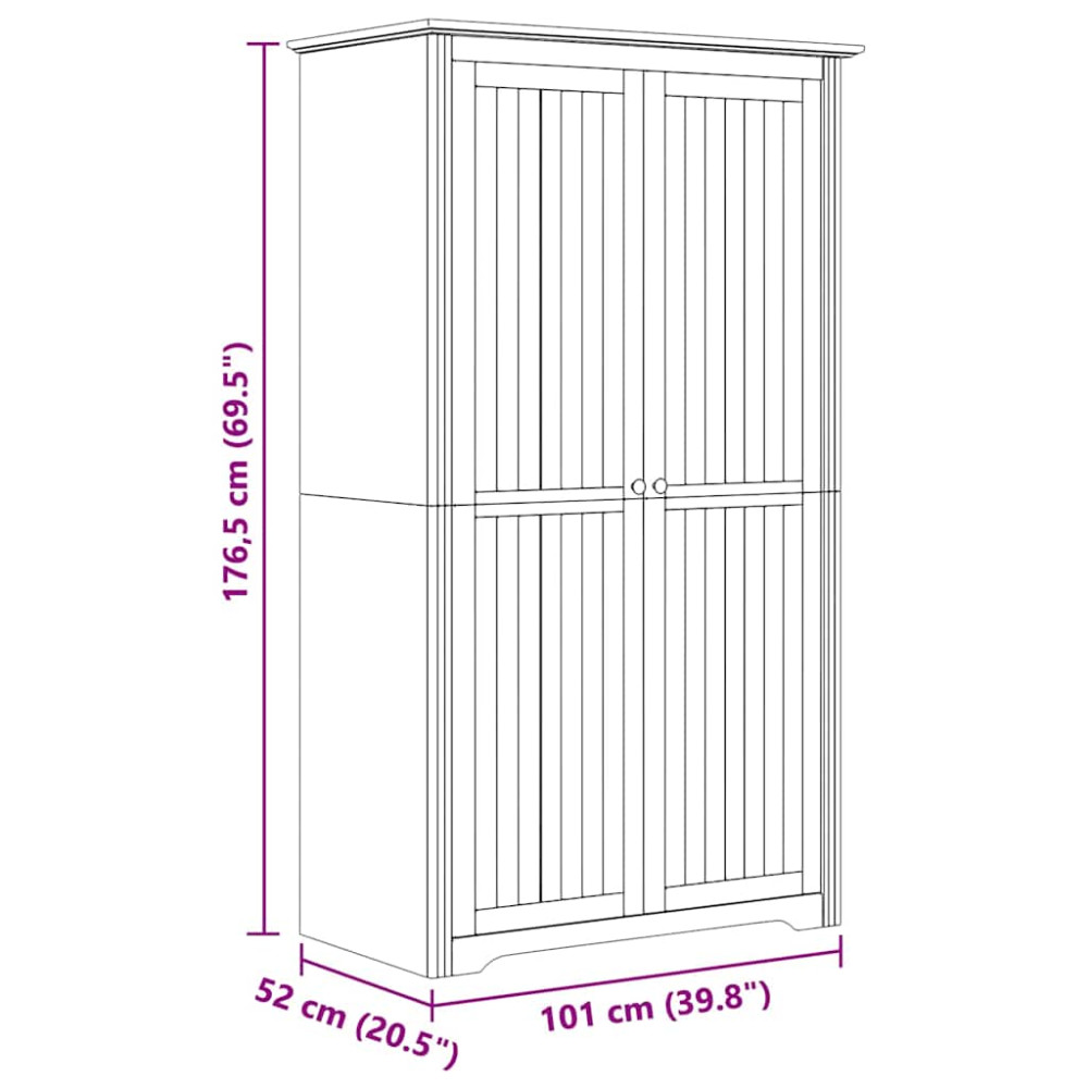 Produktbild för Garderob BODO Honung brun 53,5 x 99 x 173 cm Konstruerat trä