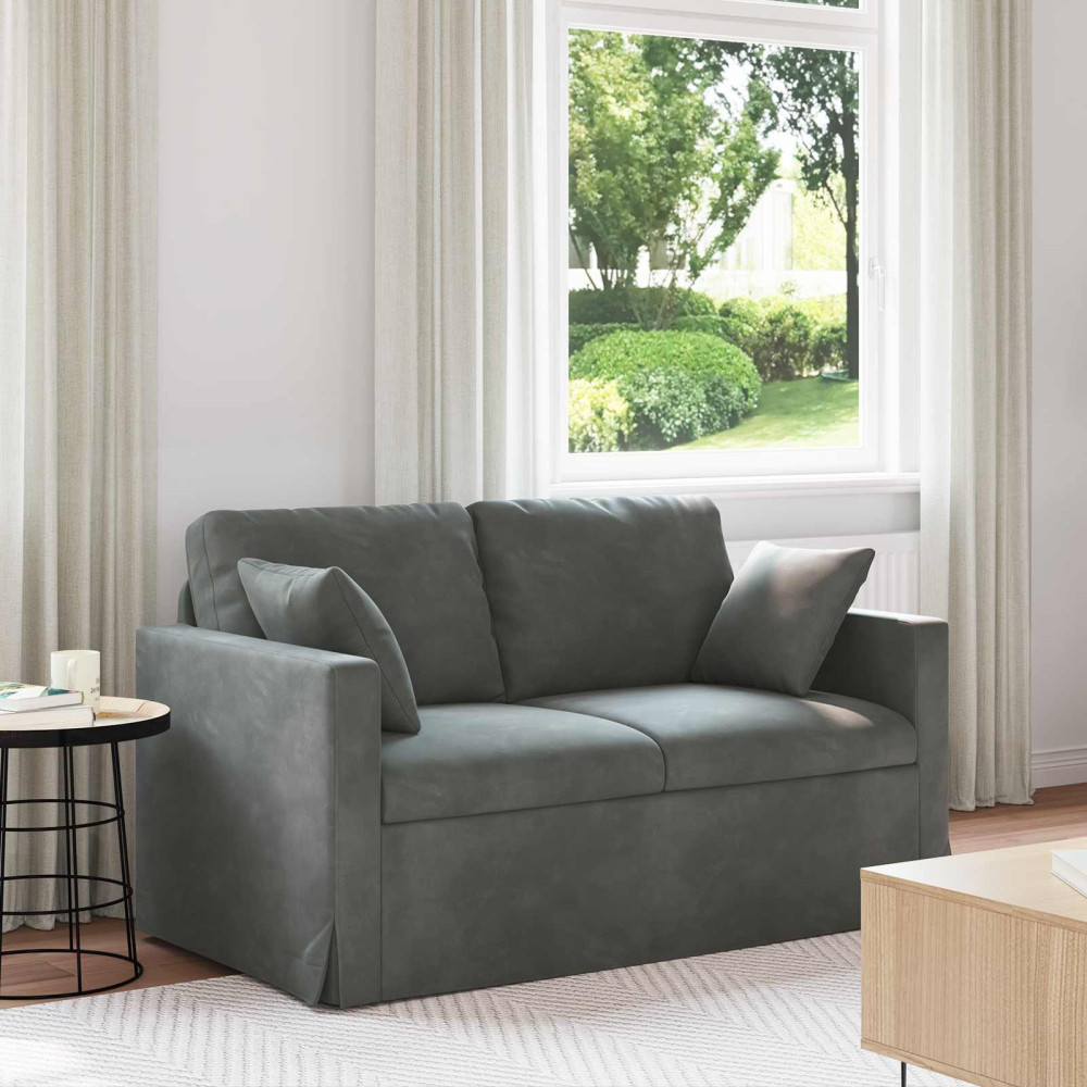 Produktbild för Soffa Mörkgrå 138 x 78 x 80 cm Sammet