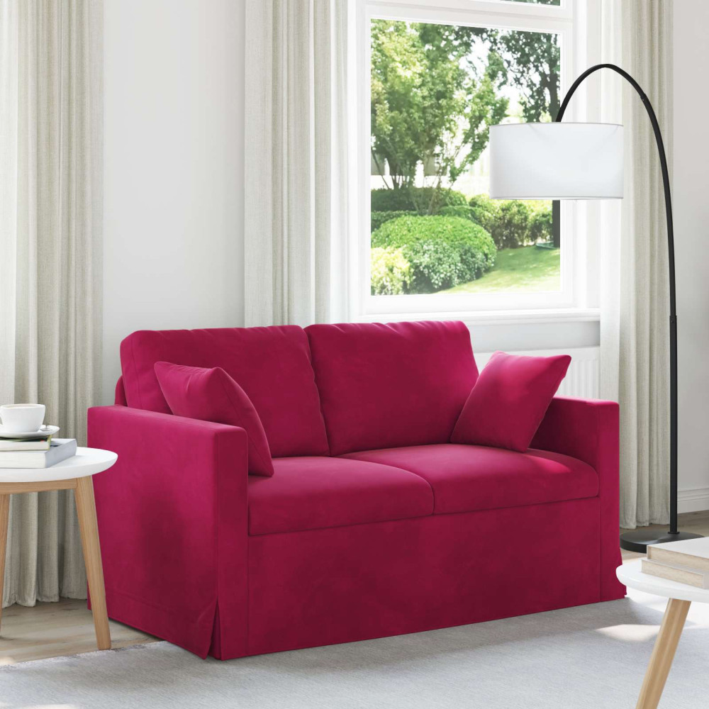 Produktbild för Soffa Vinröd 138 x 78 x 80 cm Sammet