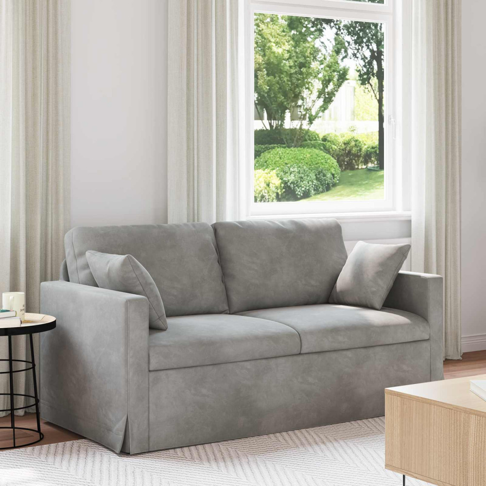 Produktbild för Soffa Ljusgrå 158 x 78 x 80 cm Sammet