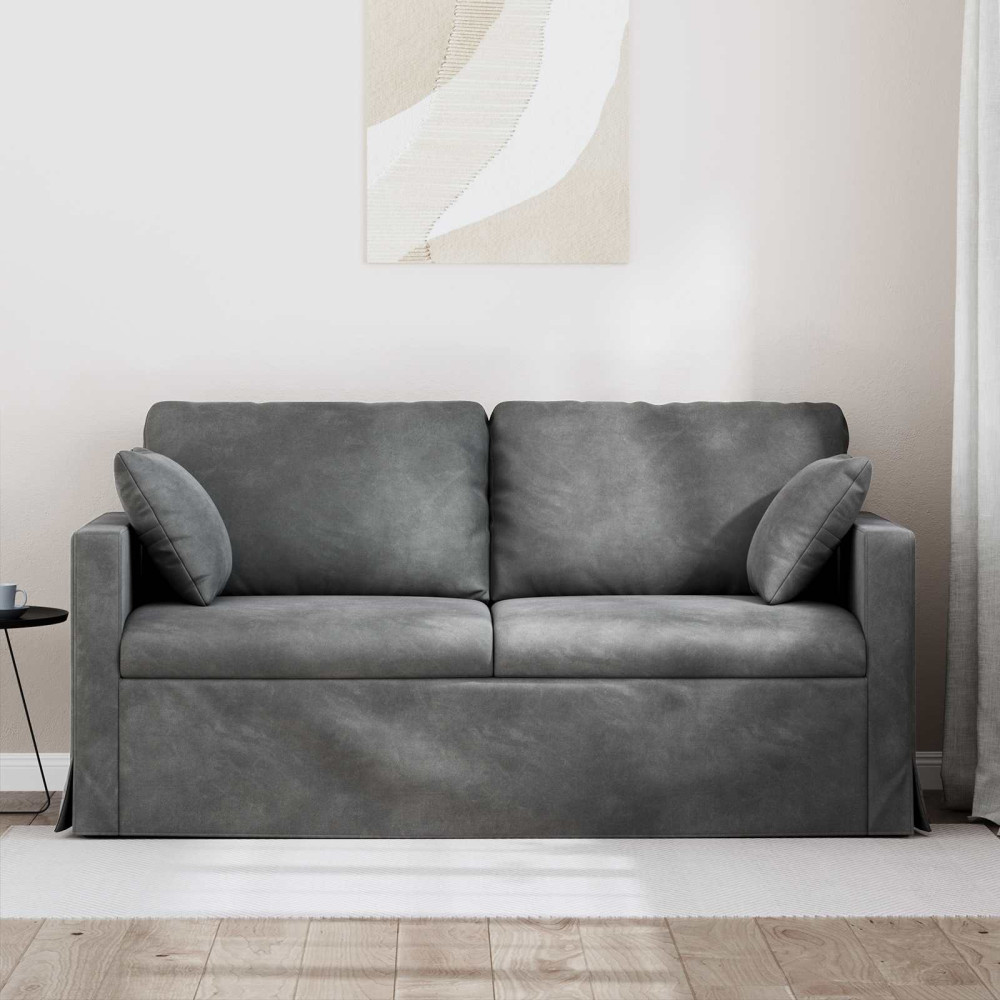 Produktbild för Soffa Mörkgrå 158 x 78 x 80 cm Sammet