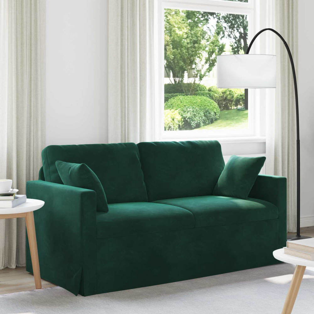 Produktbild för Soffa Mörkgrön 158 x 78 x 80 cm Sammet