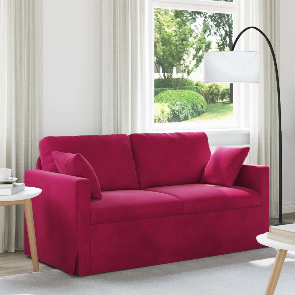 Produktbild för Soffa Vinröd 158 x 78 x 80 cm Sammet
