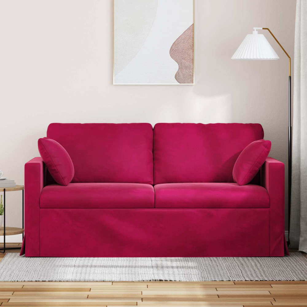 Produktbild för Soffa Vinröd 158 x 78 x 80 cm Sammet