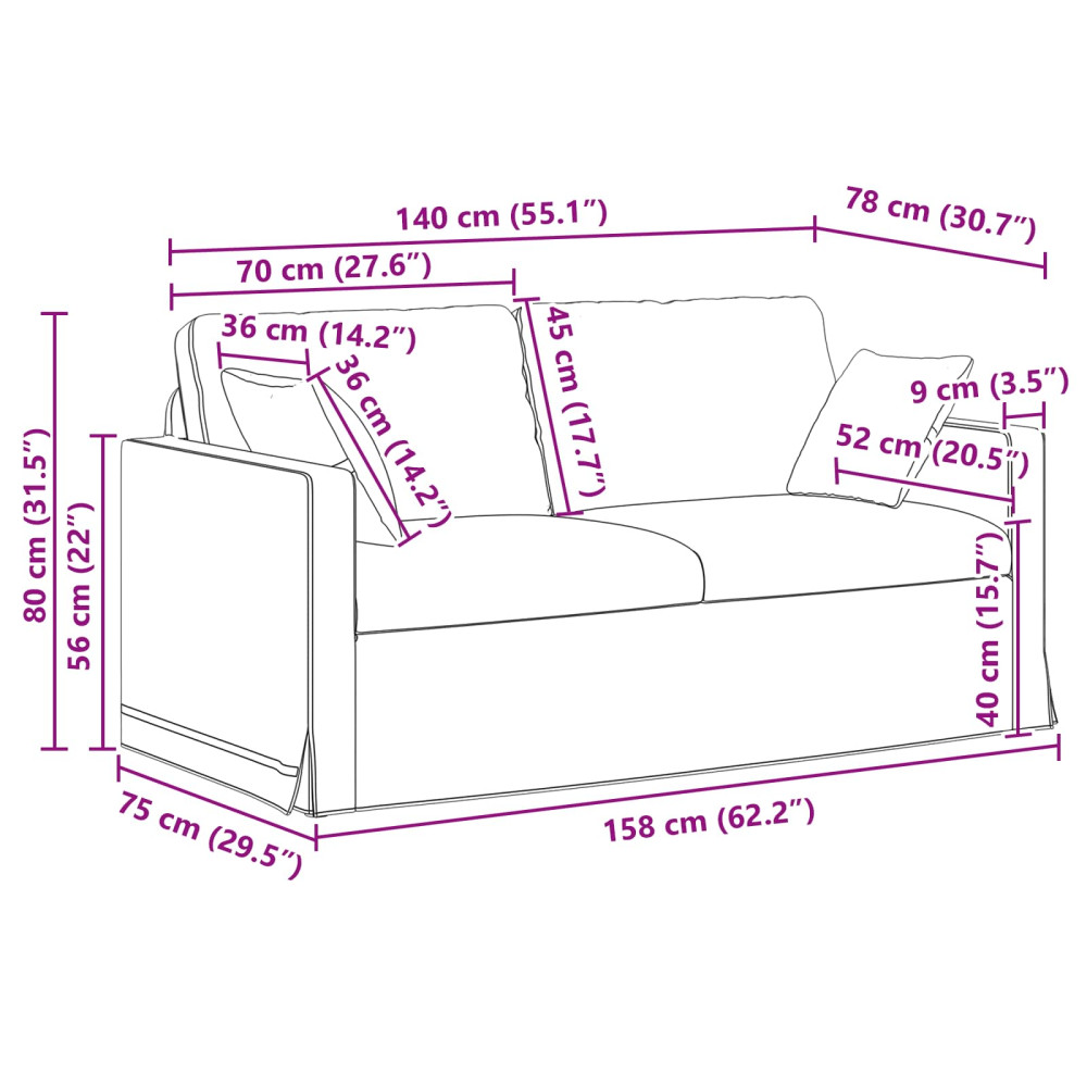 Produktbild för Soffa Vinröd 158 x 78 x 80 cm Sammet