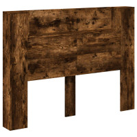 Produktbild för Huvudgavelsskåp med LED med hylla Rökt Ek 140 x 16,5 x 103,5 cm