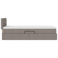 Produktbild för LED förvaringssäng med madrass Taupe 100 x 200 cm Tyg