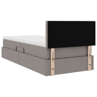 Produktbild för LED förvaringssäng med madrass Taupe 100 x 200 cm Tyg