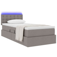 Produktbild för LED förvaringssäng med madrass Taupe 100 x 200 cm Tyg