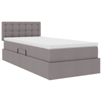 Produktbild för LED förvaringssäng med madrass Taupe 100 x 200 cm Tyg