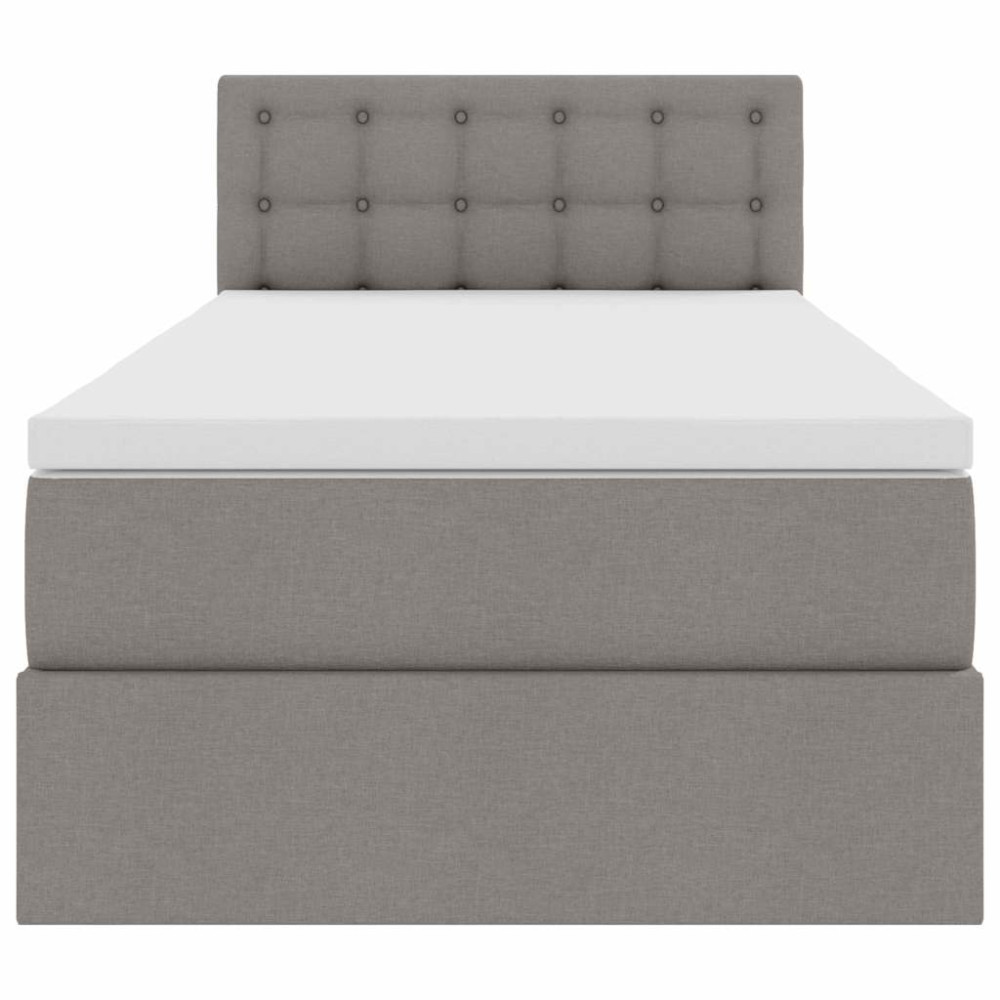 Produktbild för LED förvaringssäng med madrass Taupe 100 x 200 cm Tyg