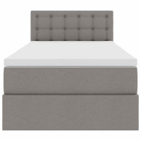 Produktbild för LED förvaringssäng med madrass Taupe 100 x 200 cm Tyg