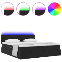 Produktbild för LED förvaringssäng med madrass Svart 200 x 200 cm Sammet