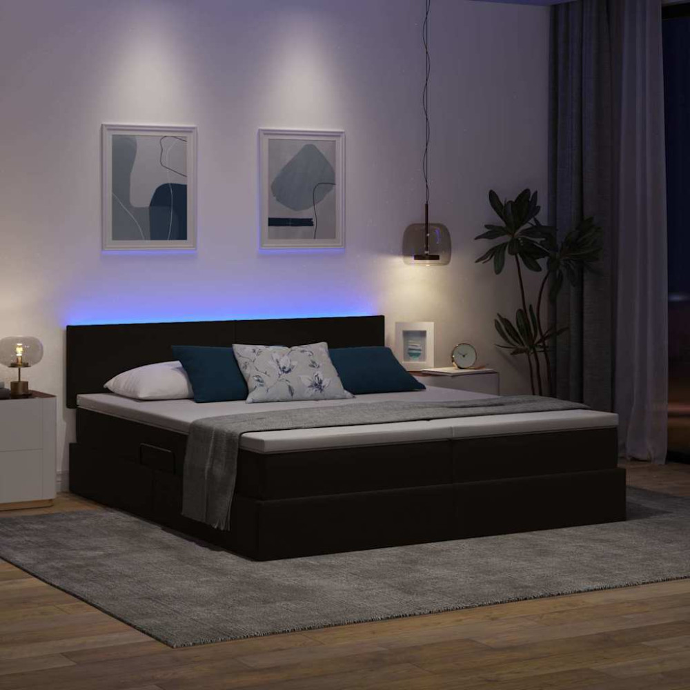 Produktbild för LED förvaringssäng med madrass Svart 200 x 200 cm Sammet