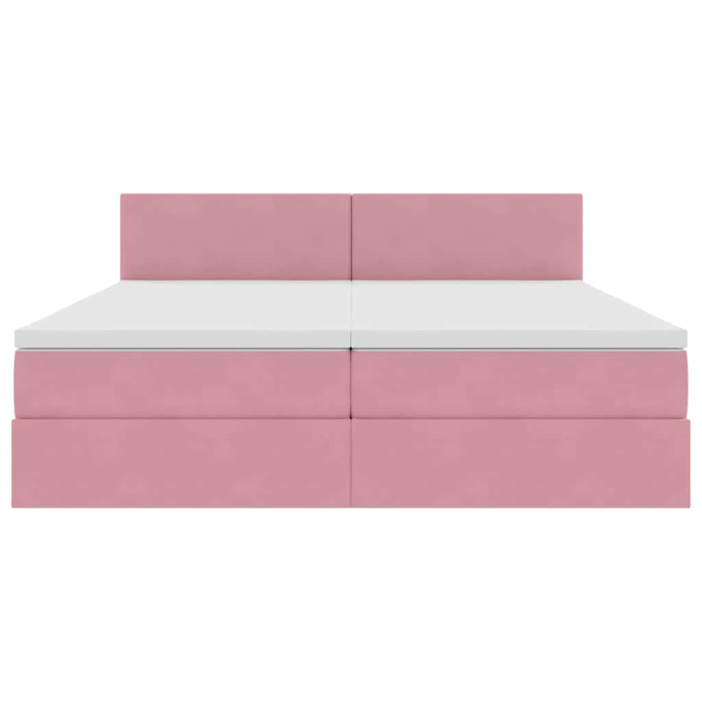 Produktbild för LED förvaringssäng med madrass Rosa 200 x 200 cm Sammet