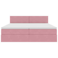 Produktbild för LED förvaringssäng med madrass Rosa 200 x 200 cm Sammet