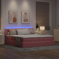 Produktbild för LED förvaringssäng med madrass Rosa 200 x 200 cm Sammet