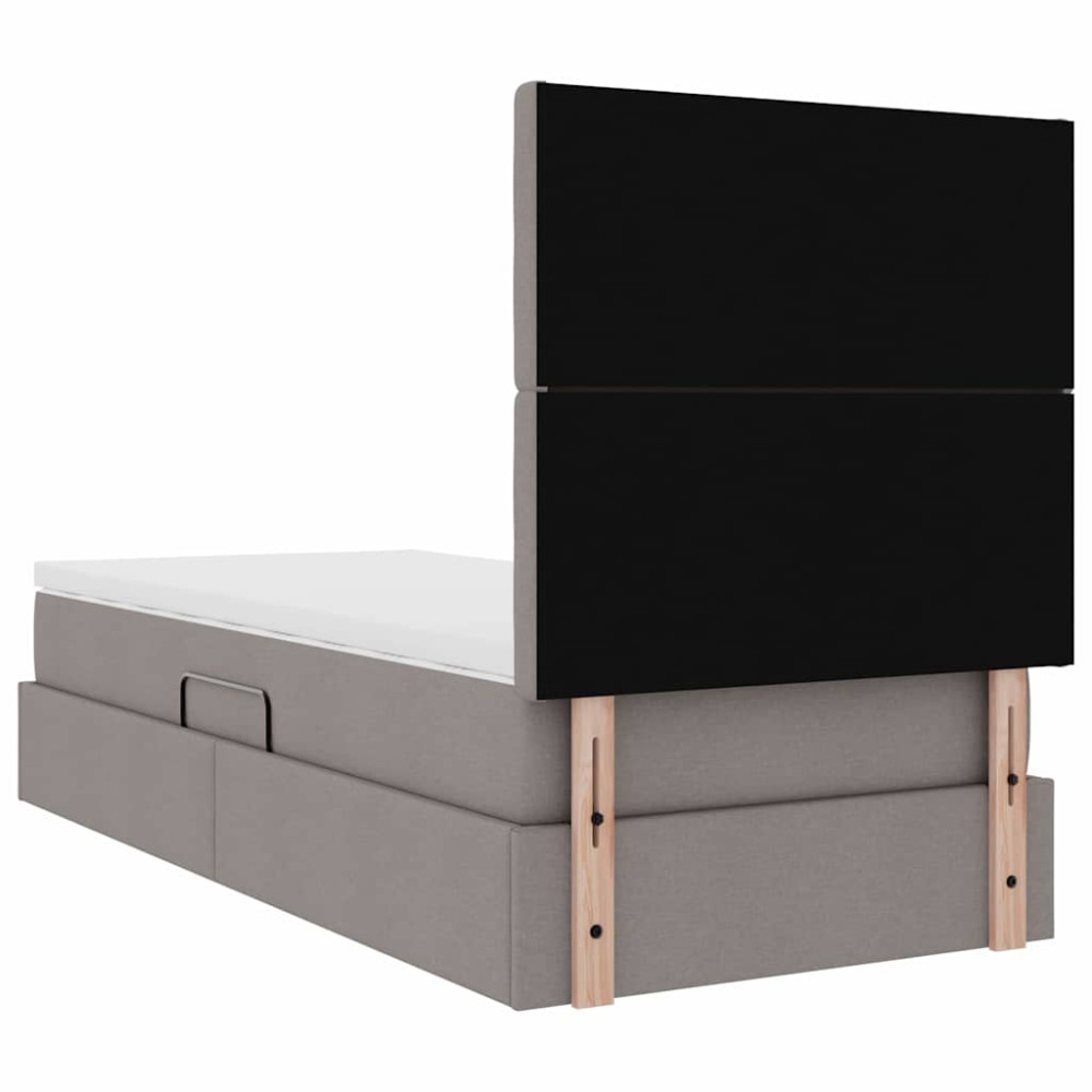 Produktbild för Förvaringssäng med madrass med lagring Taupe 100 x 200 cm tyg