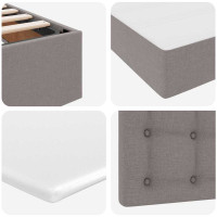 Produktbild för Förvaringssäng med madrass med lagring Taupe 100 x 200 cm tyg