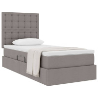 Produktbild för Förvaringssäng med madrass med lagring Taupe 100 x 200 cm tyg