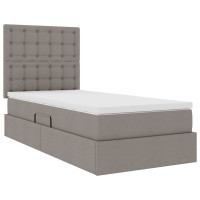 Produktbild för Förvaringssäng med madrass med lagring Taupe 100 x 200 cm tyg