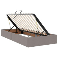 Produktbild för Förvaringssäng med madrass med lagring Taupe 100 x 200 cm tyg