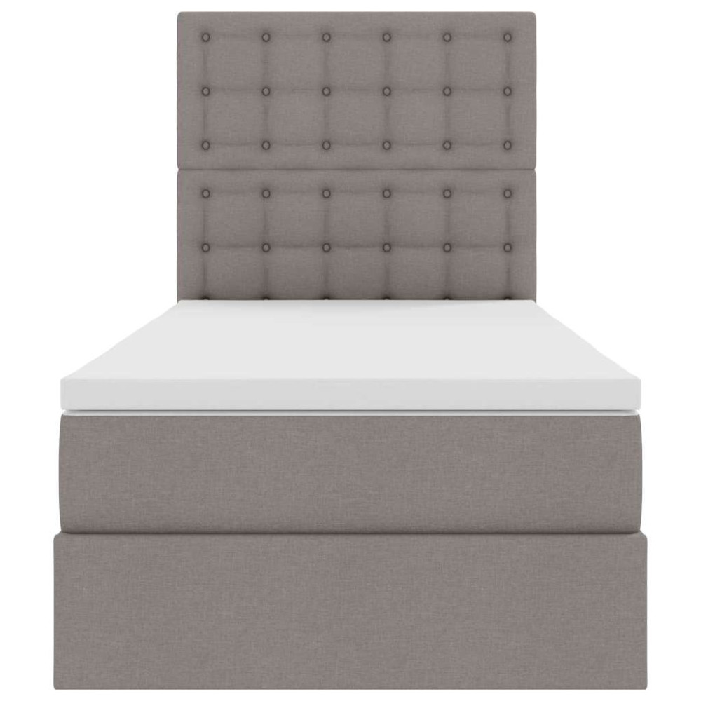 Produktbild för Förvaringssäng med madrass med lagring Taupe 100 x 200 cm tyg