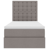 Produktbild för Förvaringssäng med madrass med lagring Taupe 100 x 200 cm tyg