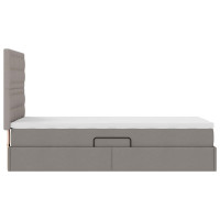Produktbild för Förvaringssäng med madrass med lagring Taupe 100 x 200 cm tyg