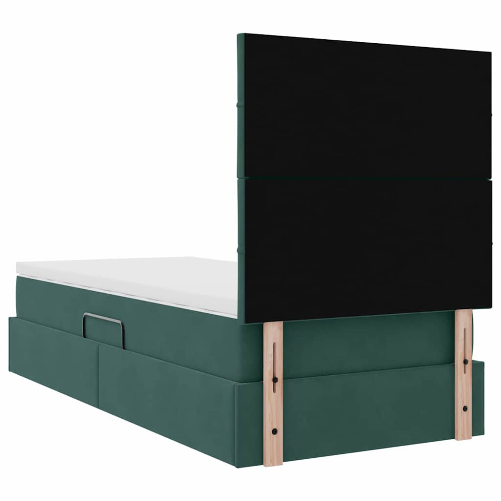 Produktbild för Förvaringssäng med madrass Mörkgrön 90 x 190 cm Sammet