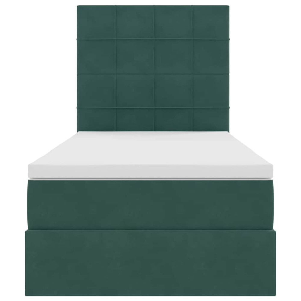Produktbild för Förvaringssäng med madrass Mörkgrön 90 x 190 cm Sammet