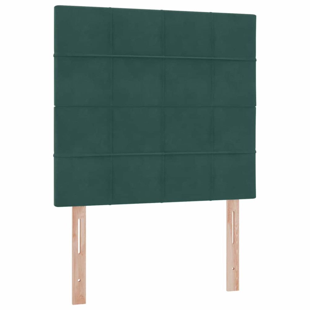 Produktbild för LED förvaringssäng med madrass Mörkgrön 90 x 190 cm Sammet