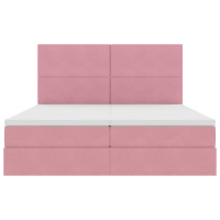 Produktbild för LED förvaringssäng med madrass Rosa 180 x 200 cm Sammet