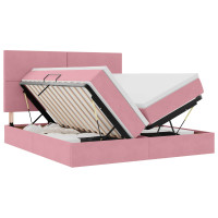 Produktbild för LED förvaringssäng med madrass Rosa 180 x 200 cm Sammet
