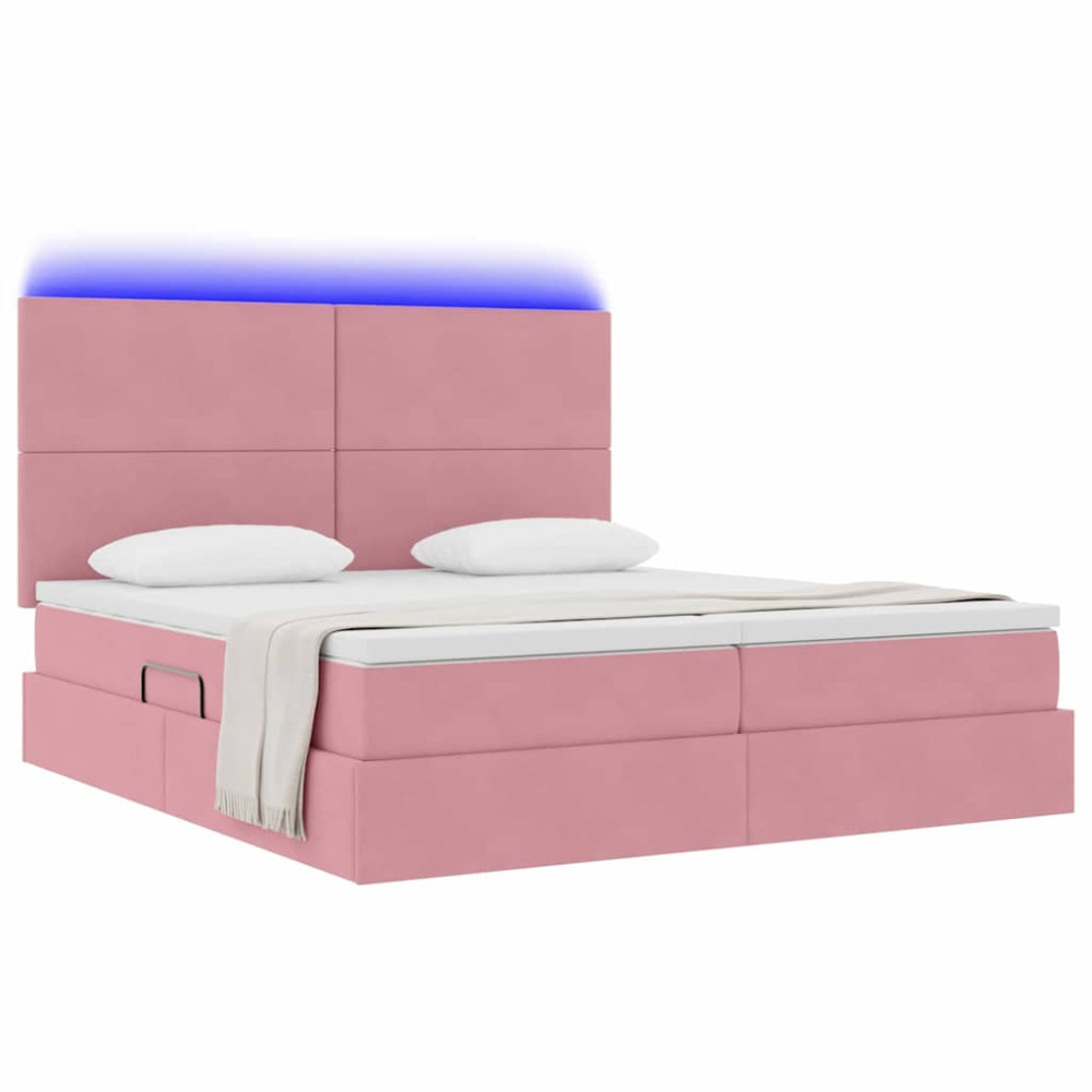 Produktbild för LED förvaringssäng med madrass Rosa 180 x 200 cm Sammet