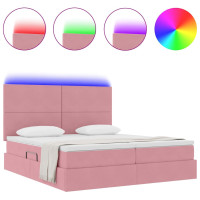 Produktbild för LED förvaringssäng med madrass Rosa 180 x 200 cm Sammet