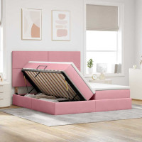 Produktbild för LED förvaringssäng med madrass Rosa 180 x 200 cm Sammet