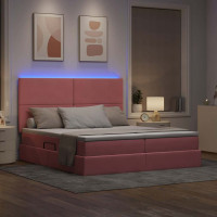 Produktbild för LED förvaringssäng med madrass Rosa 180 x 200 cm Sammet