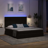Produktbild för LED förvaringssäng med madrass Svart 200 x 200 cm Sammet